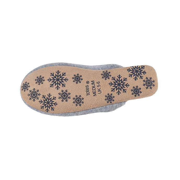 totes Ladies Cashmere Blend Mule Slipper with Soft Sole Grey Extra Image 6